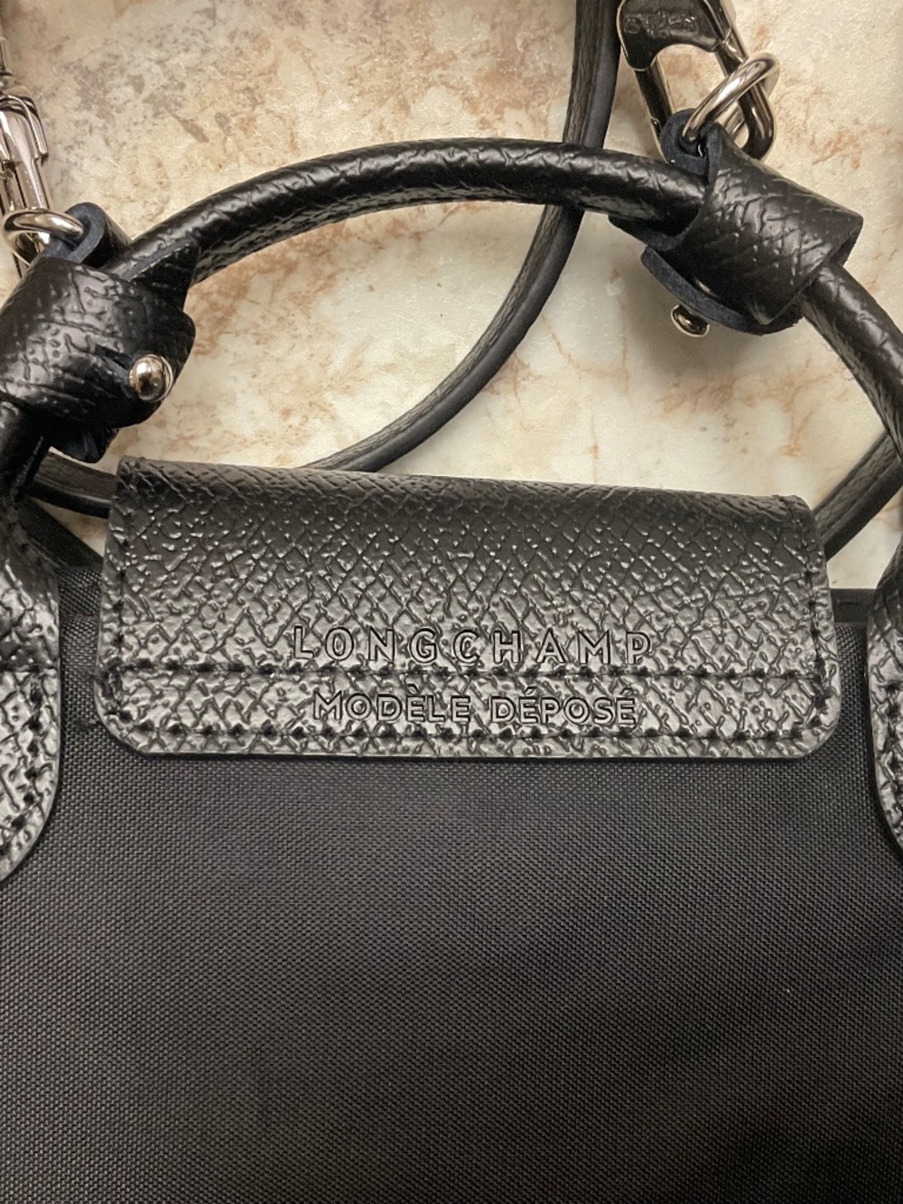 Longchamp Black Crossbody Top-Handle Bag with Lime Details , made in France - Picture 4 of 11